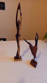 Coppia sculture ballerine in legno vintage Cuba 