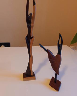 Coppia sculture ballerine in legno vintage Cuba 