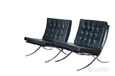Coppia di poltrone lounge vintage Mies V.d.Rohe
