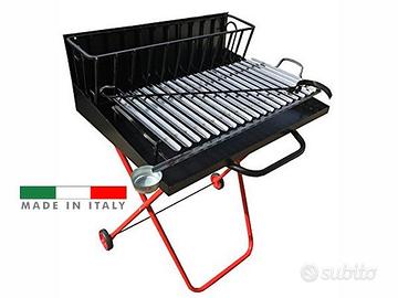 Grande barbecue in acciaio inox ripiegabile ruote