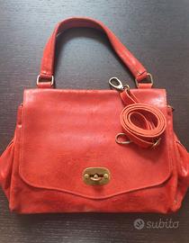 Borsa rossa vera pelle