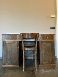 Scrivania con sedia in arte povera