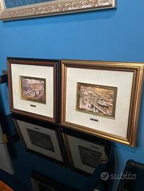 Coppia serigrafie su foglia oro 36x32