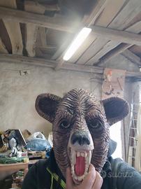 maschera in legno da orso in cirmolo 
