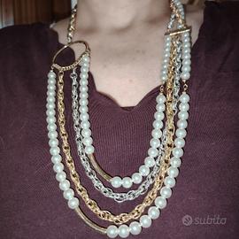 Collana vintage multifilo anni '80/'90 con perle