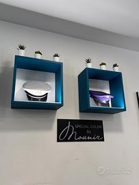 7 mensole a cubo da parete con led
