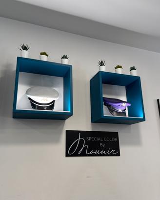 7 mensole a cubo da parete con led