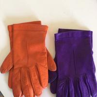 Guanti pelle arancio / viola