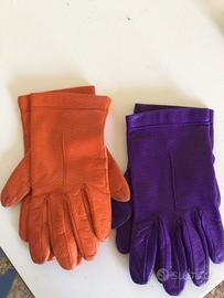 Guanti pelle arancio / viola