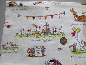Tessuto 100% cotone Disegni di Anita Jeram 111x170