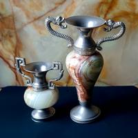 2 anfore decorative in miniatura in onice '50-'70