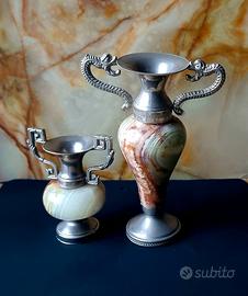 2 anfore decorative in miniatura in onice '50-'70