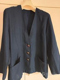 Giacchina da donna blu in cotone maniche lunghe