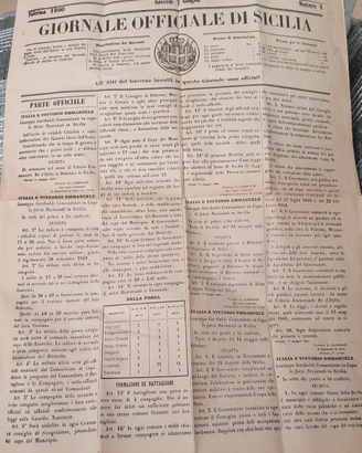Giornale officiale di Sicilia n. 1 del 7.6.1860