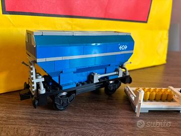 Lego trains 4536 Blue hopper car vagone merci