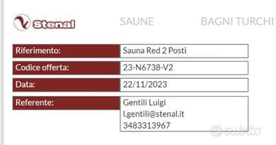 Stenal Sauna Infrared due posti 5 lampade Philips