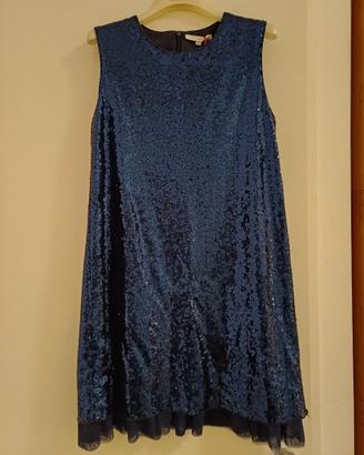 Abito ragazza pailletes blu tg 14 anni Nuovo