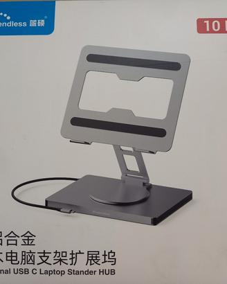 [NUOVO] Supporto Laptop Alluminio + HUB 10 in 1 