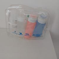 3 flaconi in silicone per viaggio con ventosa. 