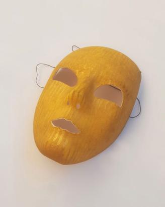 Maschera dorata volto oro neutro plastica tessuto