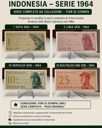 BANCONOTE INDONESIA 1964 – SERIE COMPLETA