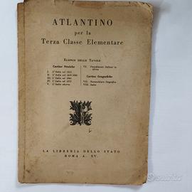 1936 Atlantino per 3°classe elementare,libr. stato