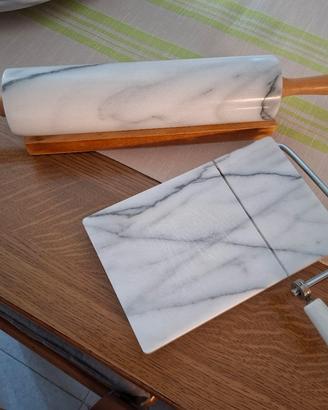 mattarello e taglia formaggio MARMO di Carrara
