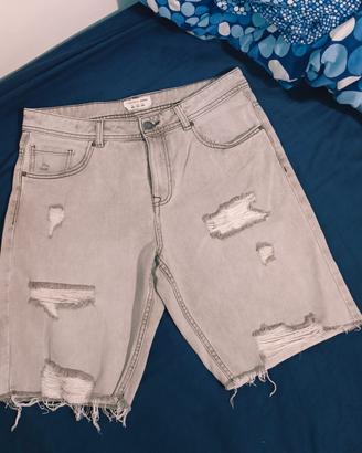 Bermuda jeans Terranova strappati grigio