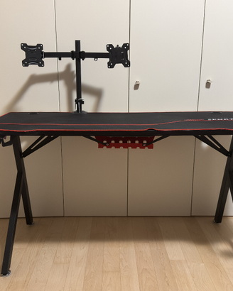 Scrivania Gaming + Braccio Doppio Monitor