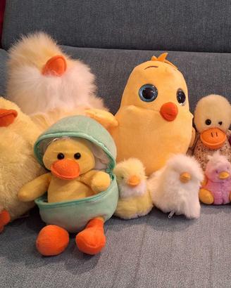 Paperi e pulcini di peluche