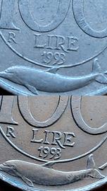 100 lire 1993 data piccola mulo di transizione 