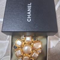 spilla chanel vintage plac.oro pasta di vetro cris