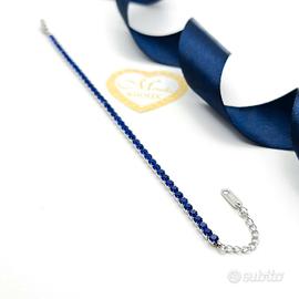 Bracciale Tennis blu Zirconi Acciaio Uomo