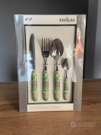 Excelsa Maiolica Green Servizio 24 Posate, Acciaio