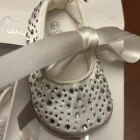 scarpe  baby ballerina in tasso strass con fiocco