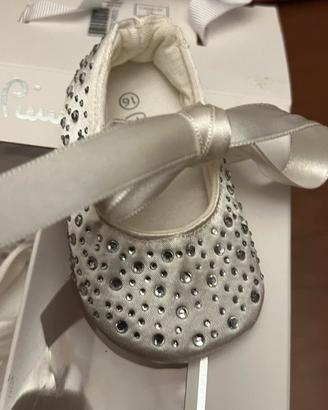 scarpe  baby ballerina in tasso strass con fiocco