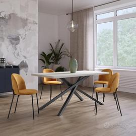 Tavolo da pranzo 160x80 cm effetto rovere bianco
