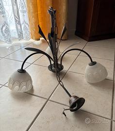 Lampadario ferro battuto