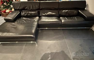 Divano Vera Pelle Nera di Nicoletti