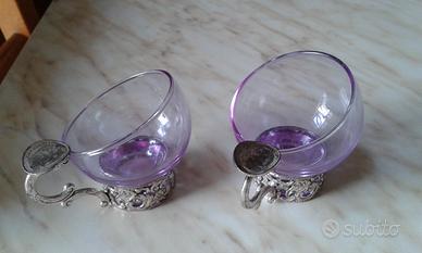 Coppia di Portacandele con finiture in argento 100