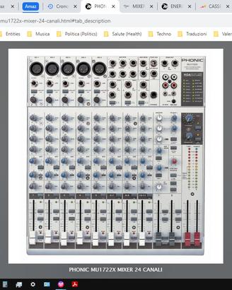 Impianto Voci (Mixer 17 ch, 2 Casse 200W, Spia)