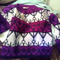 maglione lana vintage viola nero bianco