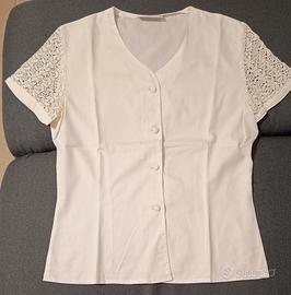 camicia in Piquet e maniche in pizzo tg. 42