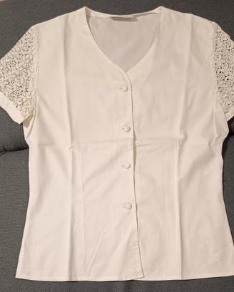 camicia in Piquet e maniche in pizzo tg. 42