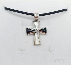 COD.1167.25 CROCE ORO BIANCO 18K 750