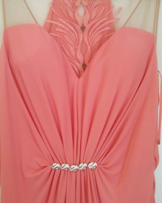 Abito Donna Cerimonia Rosa Salmone Impero Couture