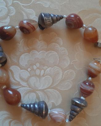 COLLANA CON PIETRE DURE CONGHIGLIE PERLE BAROCCHE