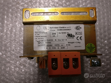 Autotrasformatore monofase 200VA Italweber