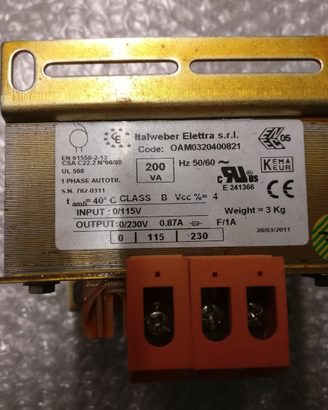 Autotrasformatore monofase 200VA Italweber