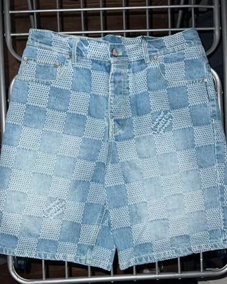 Pantaloni Shorts denim Louis Vitton motivo Damier